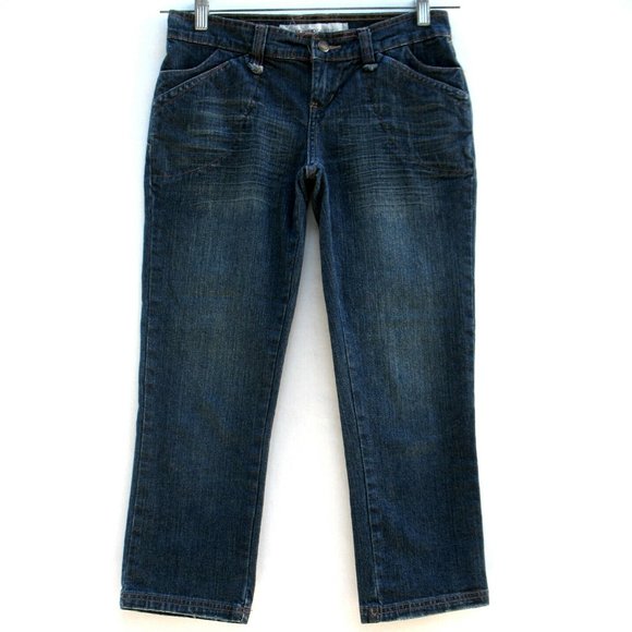 Mossimo Denim Cropped 28 x 23 Flap Snap Pockets Stretch Low Rise Sz 3 (tag) - Picture 2 of 6